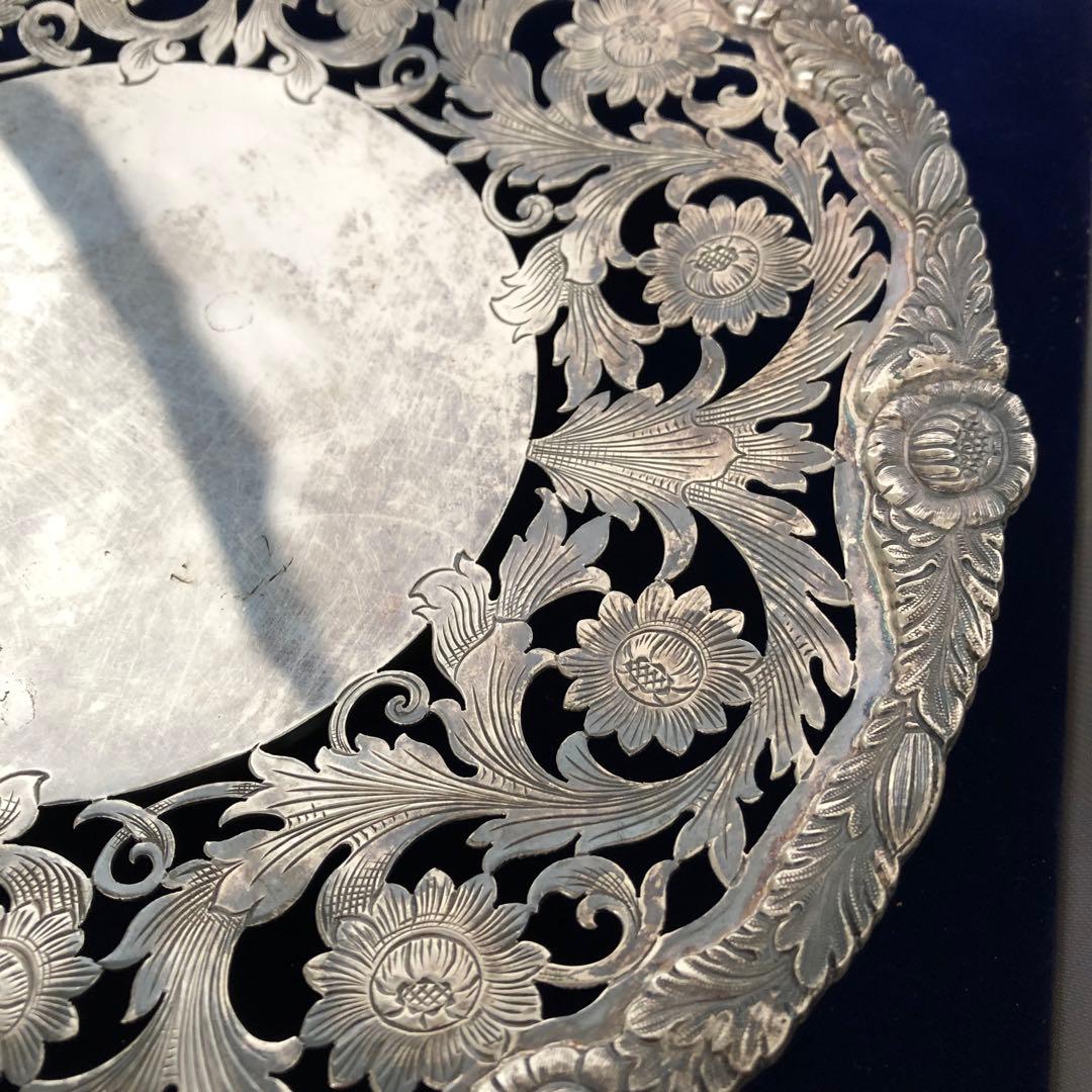 マッピン＆ウェッブ　純銀製　透かし＆カービング　コンポート　ディッシュ　シルバー