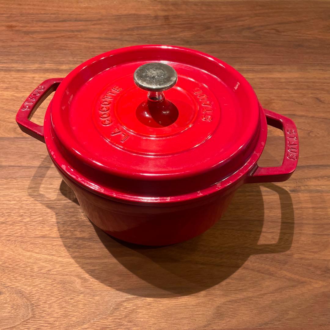 【花】STAUB ストウブ レッド 20cm 両手鍋