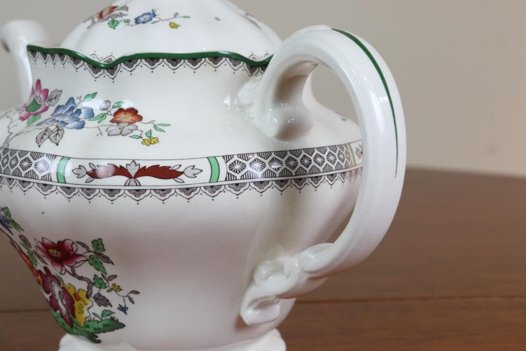 スポード　チャイニーズローズ　ポットH17.5cm　イギリス　ヴィンテージ　陶器