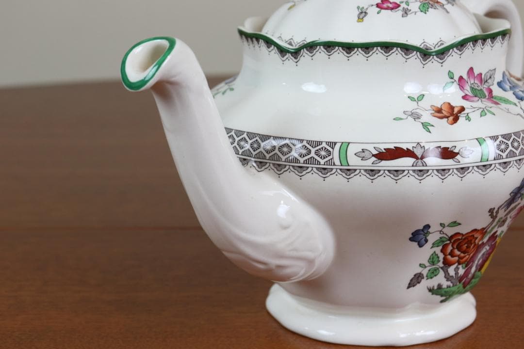 スポード　チャイニーズローズ　ポットH17.5cm　イギリス　ヴィンテージ　陶器