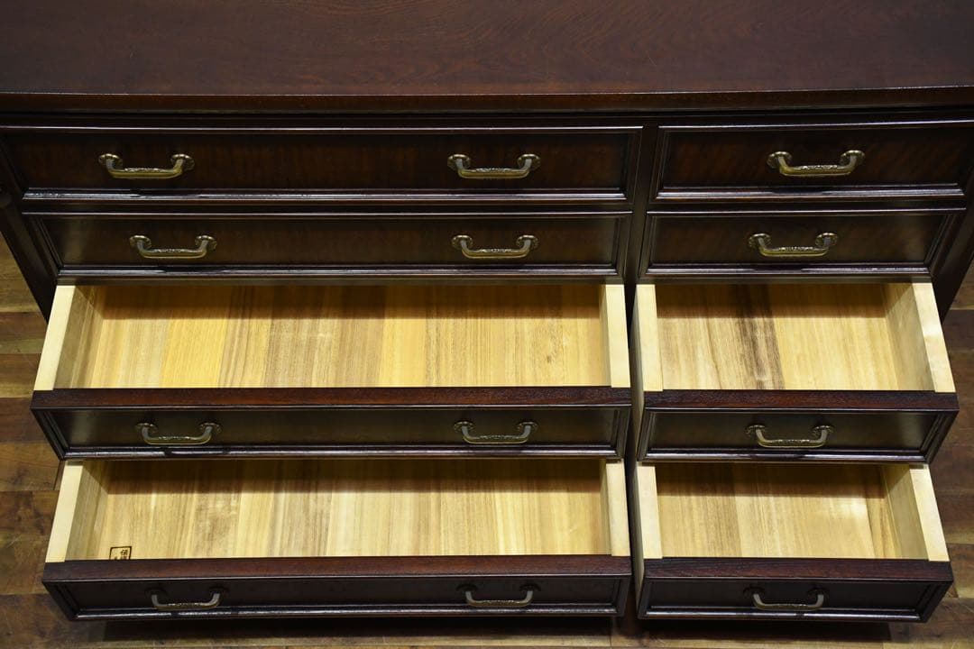 DDK78 伝統工芸士 桑政作 府中家具 最高級 横長箪笥 焼印 ワイドチェスト