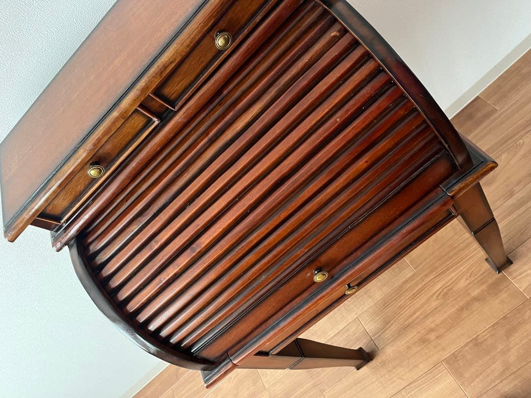 木製ライティングビューロー ダークブラウン