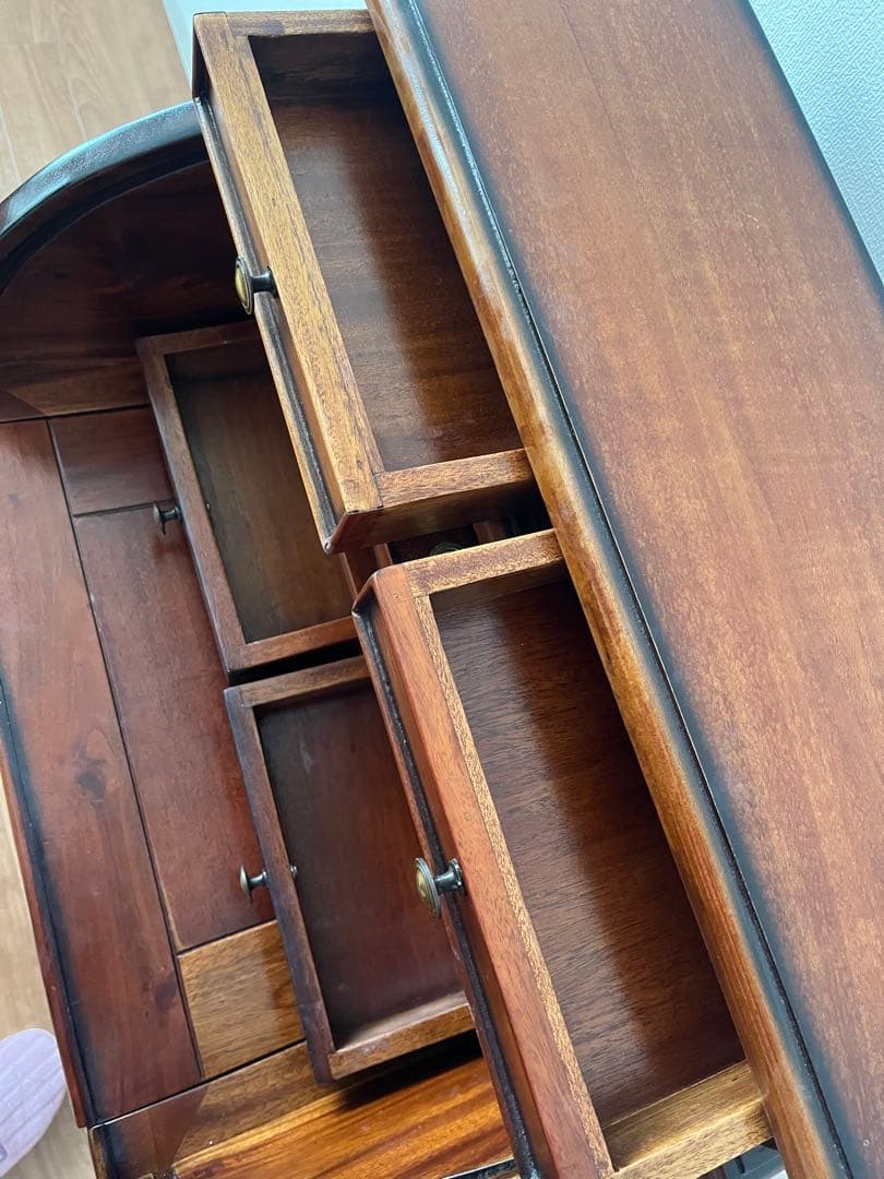 木製ライティングビューロー ダークブラウン