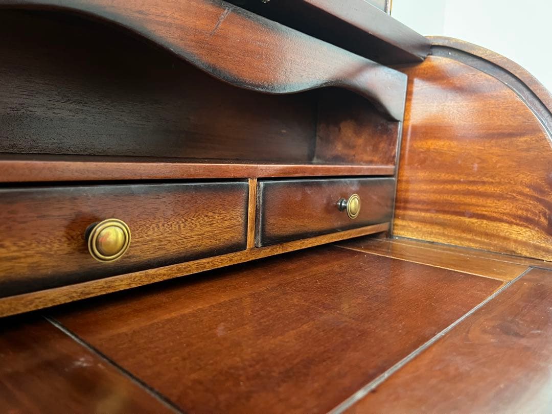 木製ライティングビューロー ダークブラウン