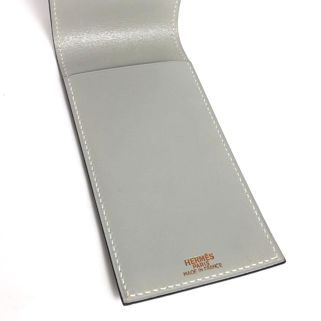 HERMES エルメス メモ帳カバー レザー グレー系 メモ帳付き