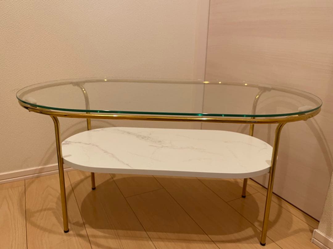 Francfranc レガートコーヒーテーブルS ゴールド×マーブル