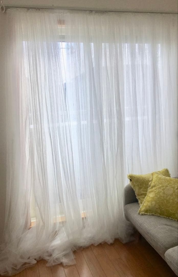 IKEA LILlレースカーテン　テープに付け替え済みカーテンレール即使用OK