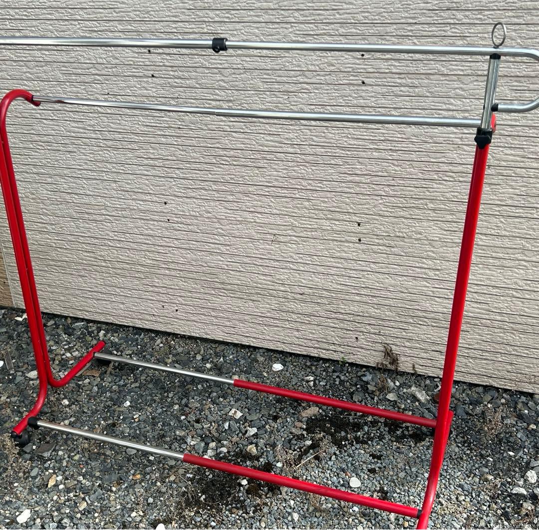 昭和レトロ　コートハンガー 伸縮性 赤 インテリア 当時物 レトロポップ