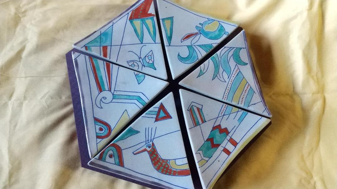 ◆１点もの◆三角皿６枚セット　六角形額仕立て