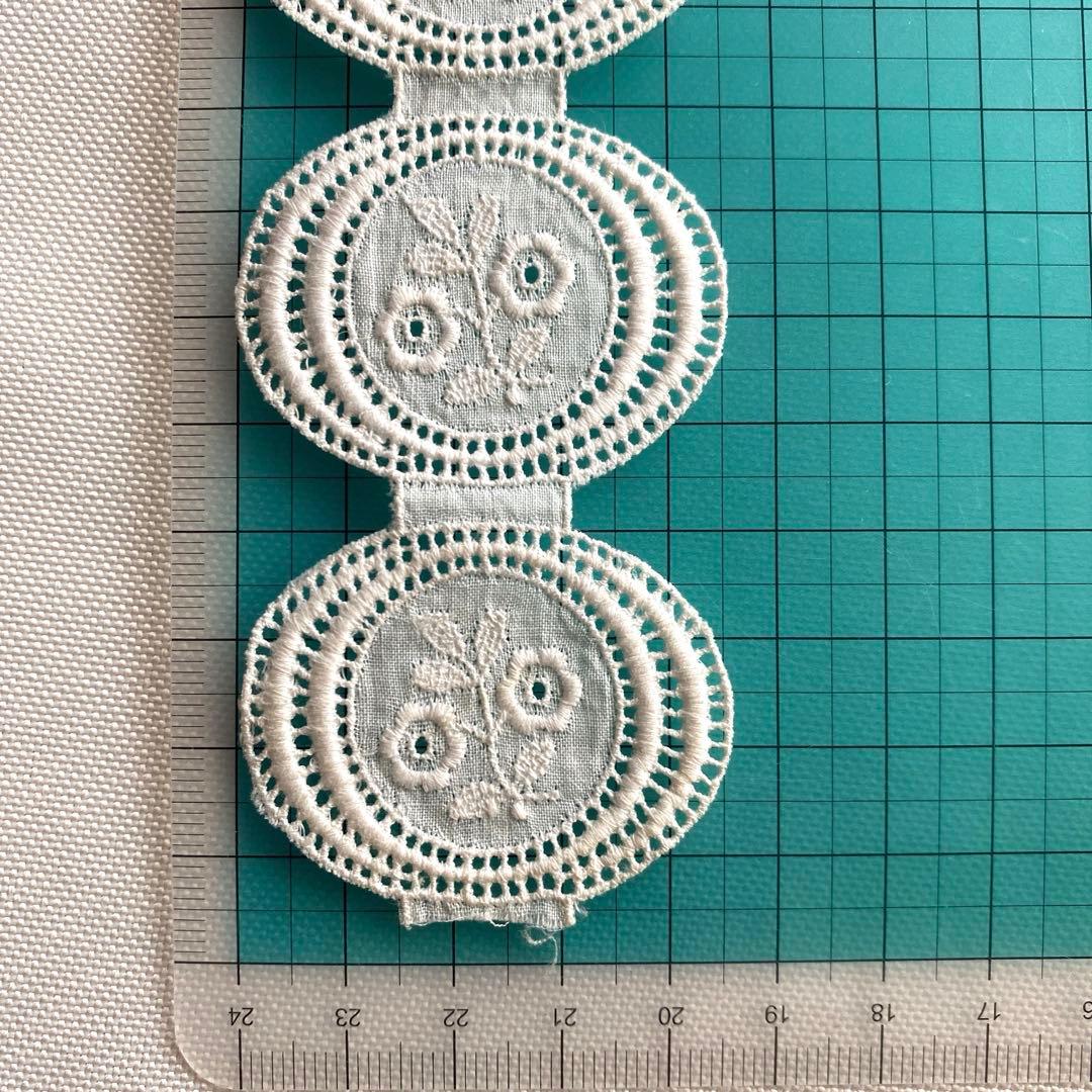アンティーク ロマンティック コットン刺繍 レースリボン 楕円 花柄×12