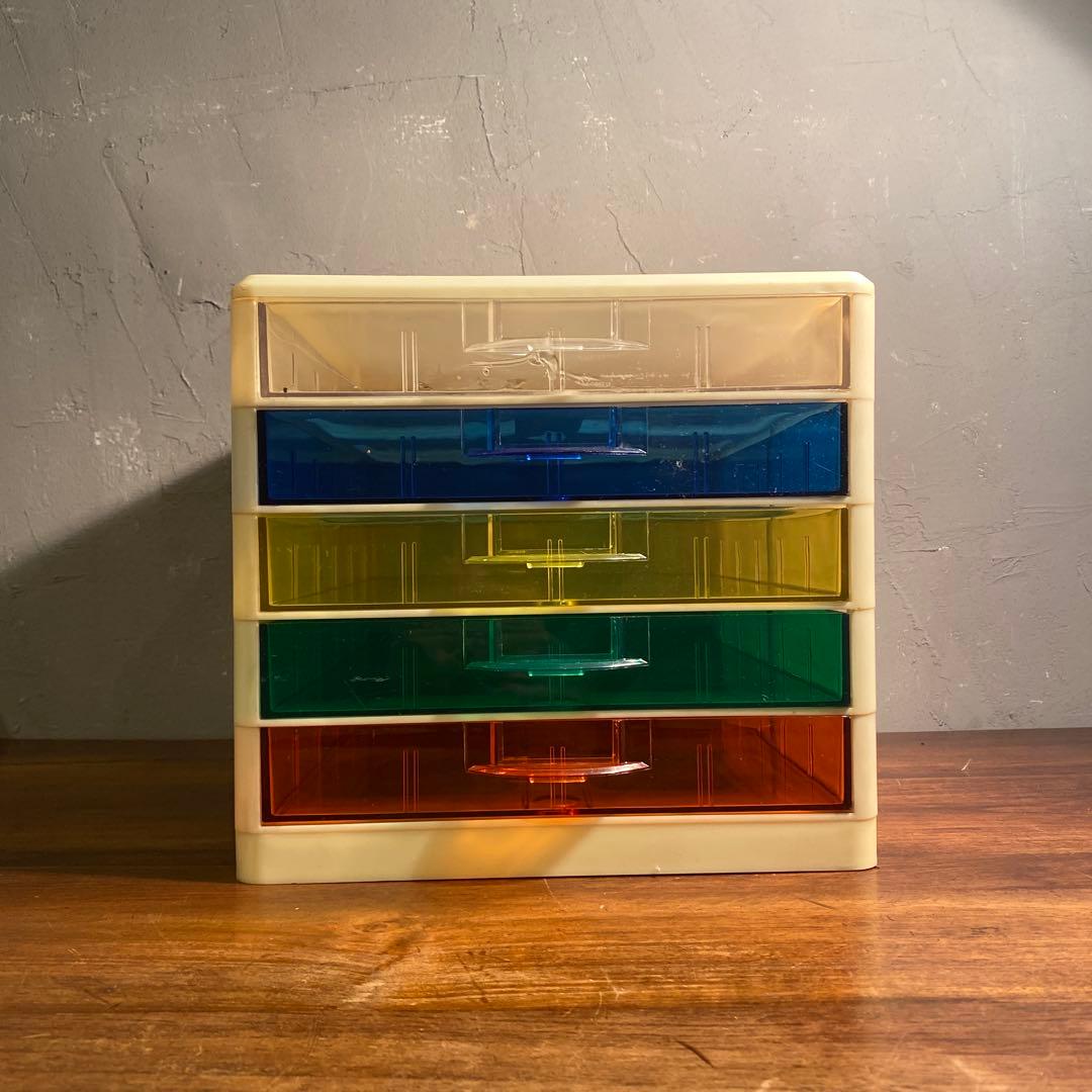 昭和レトロ 五段書類入れ 小引き出し 収納 レトロポップ スペースエイジ