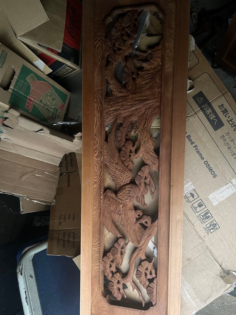 欄間　彫刻　昭和レトロ　２枚セット　 アンティーク　古民家　伝統工芸品