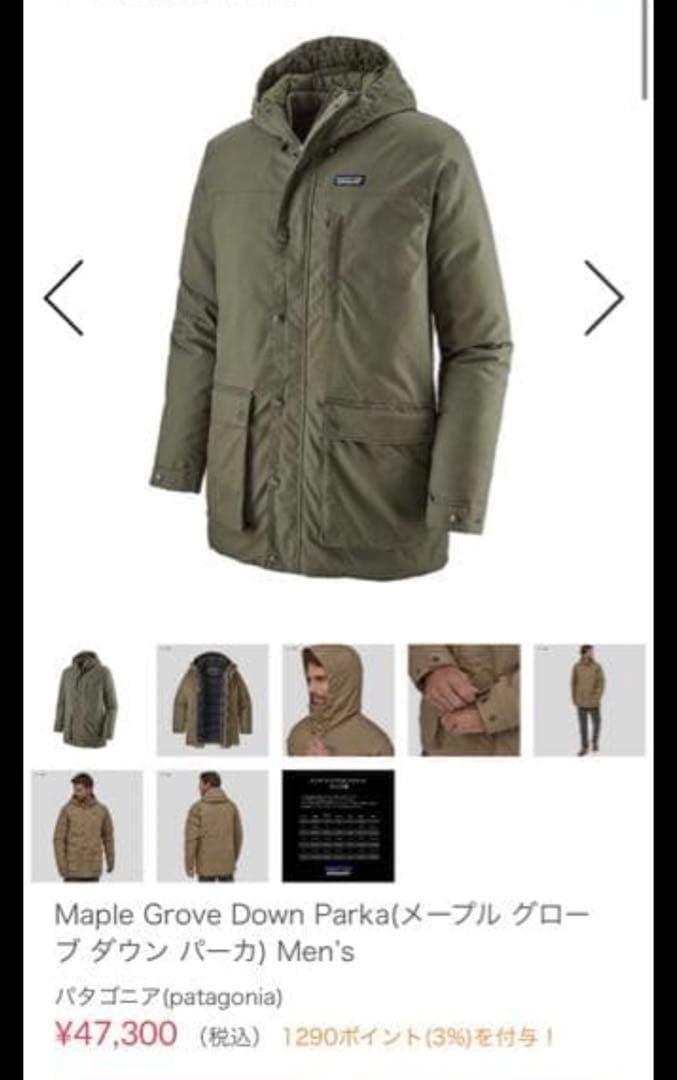 patagoniaパタゴニア ダウンジャケット メープルグローブ グレー S