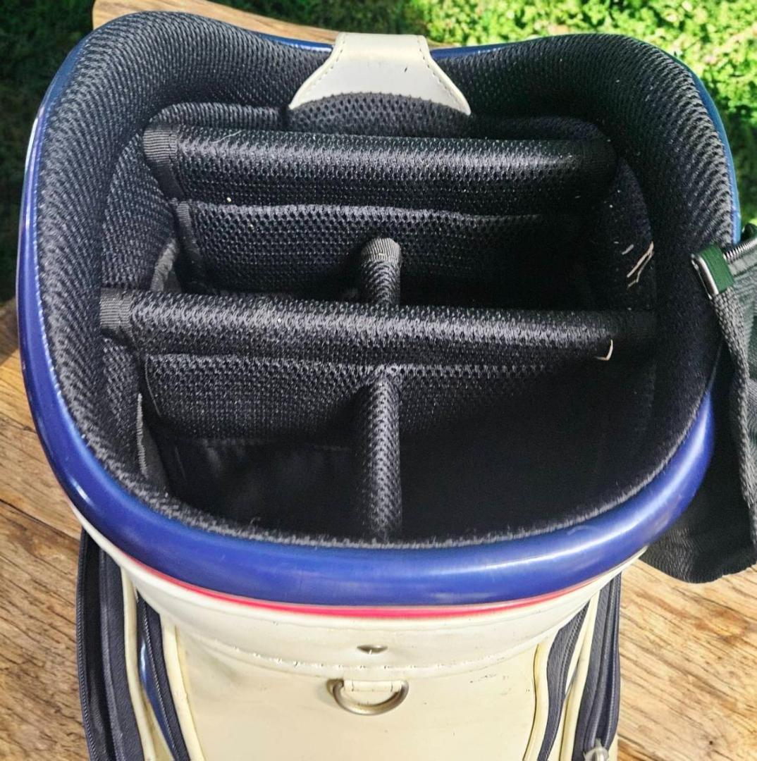 送料無料/美品　Titleist 高級エナメル大型キャディバッグトリコロール