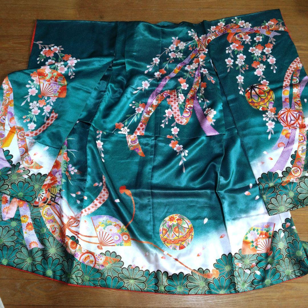 美しい緑七歳★着物帯バッグ草履小物セット★