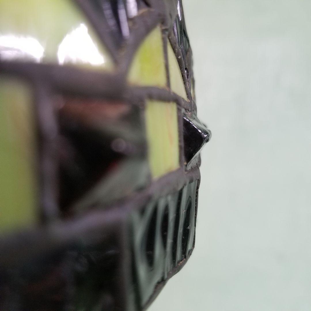 ヴィンテージ　２灯　グリーン　ストライプ　スタッズ　デザイン　ステンドグラス