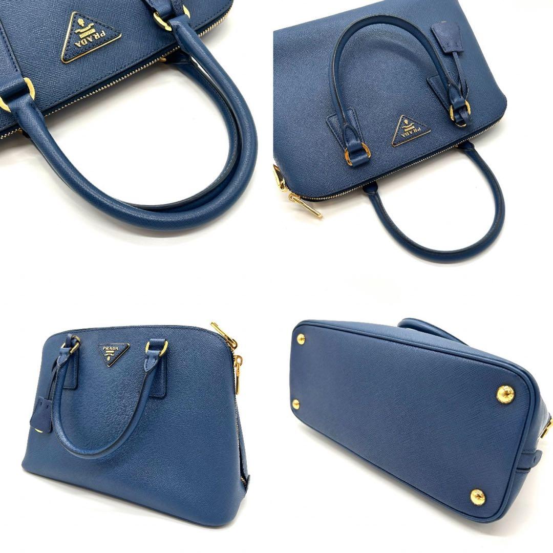 PRADA プラダ　サフィアーノ　ラクス　2WAY　ハンドバッグ　レザー　ブルー