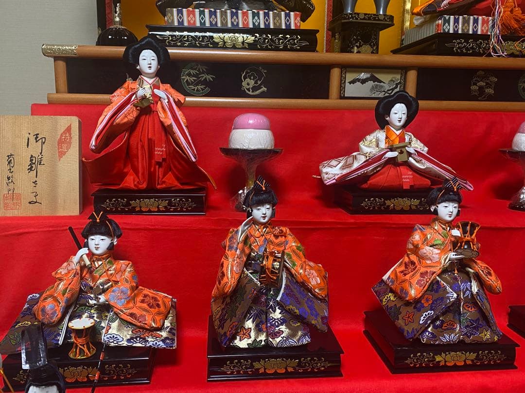 再値下げ！雛人形／特選／七段／15人飾り／屏風台付き/美品