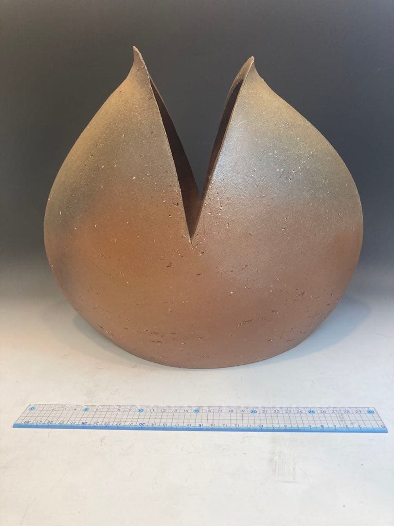 隠崎隆一 作 備前大花入 共箱 高さ 33cm 希少大作