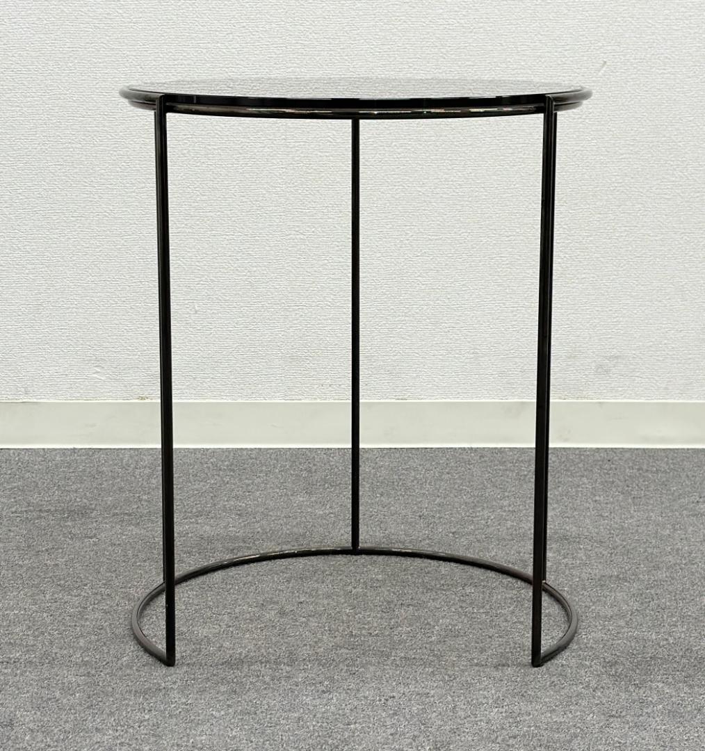 アルフレックス■CLIPS　ラウンド　サイドテーブル　直径40cm　ガラス　黒