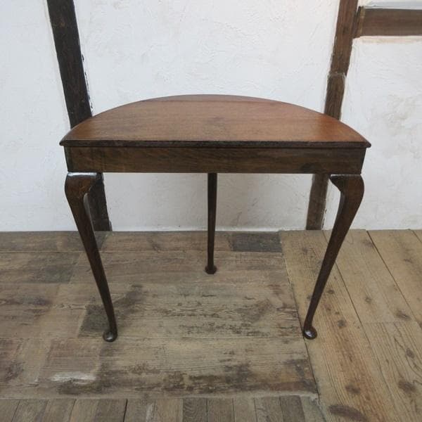 イギリス アンティーク 家具 コンソールテーブル ハーフムーン 猫脚 6133e