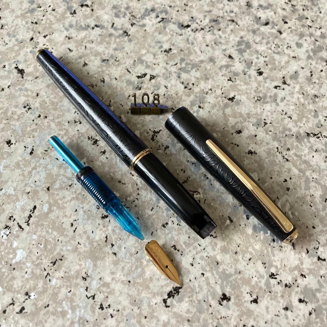 #108 オーバーホール済み 万年筆 プラチナ PLATINUM 唐草 18k