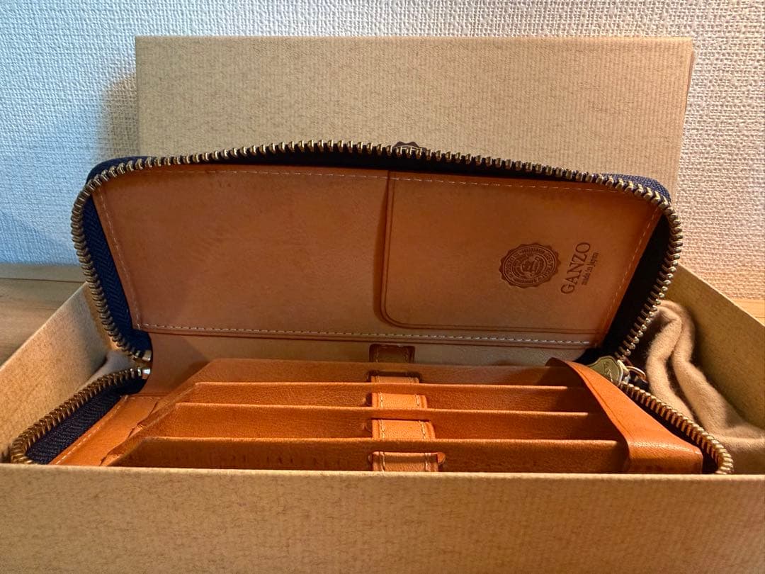 THIN BRIDLE ファスナー付き3本入りペンケース　ganzo