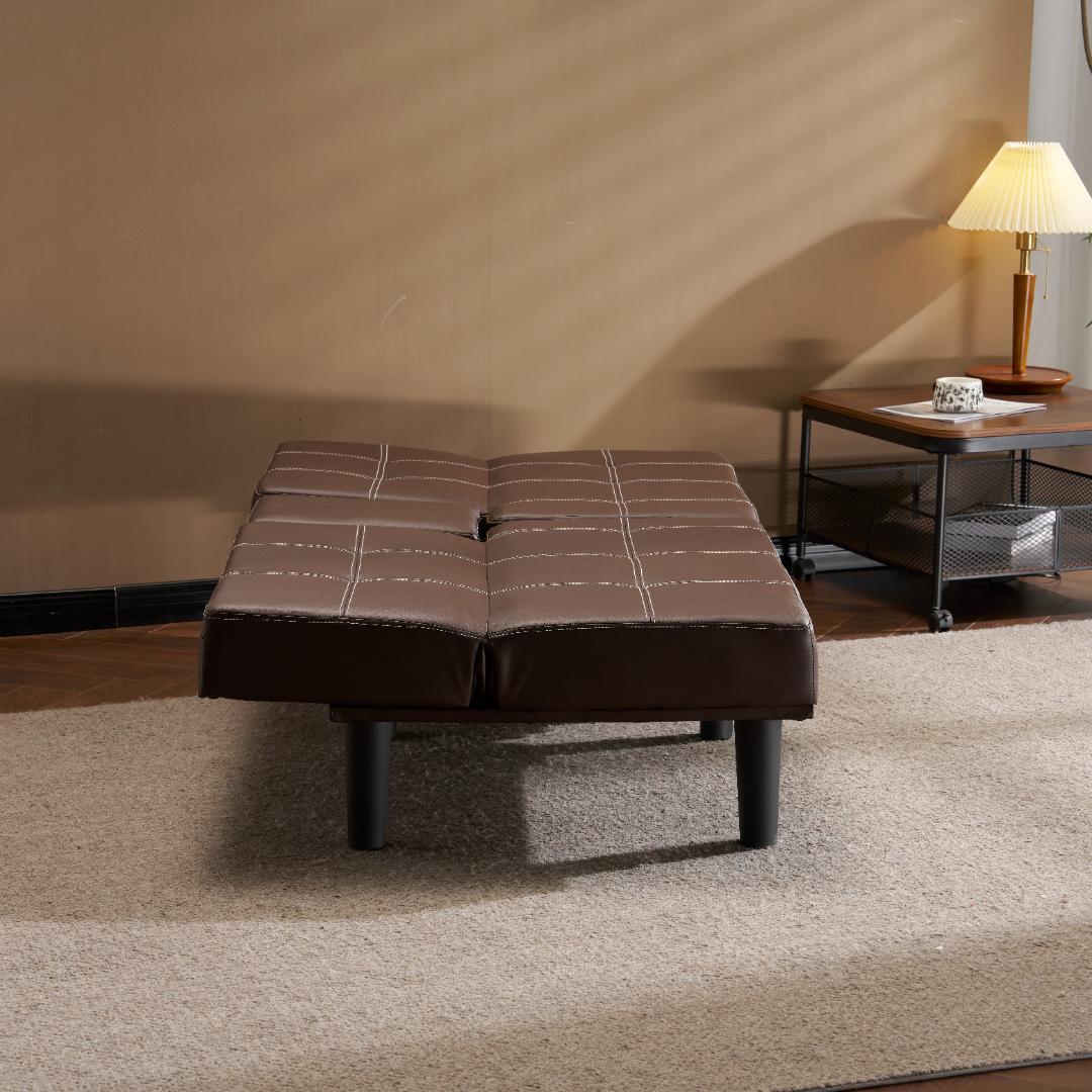 超人気！ソファベッド ソファ ベッド カップホルダー付き 組立て簡単 BROWN