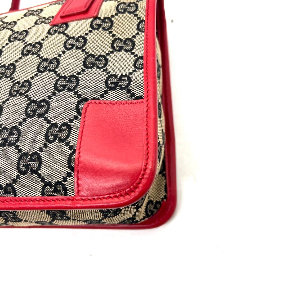 【極美品】 GUCCI GG柄 ハンドバッグ キャンバス レザー レッド
