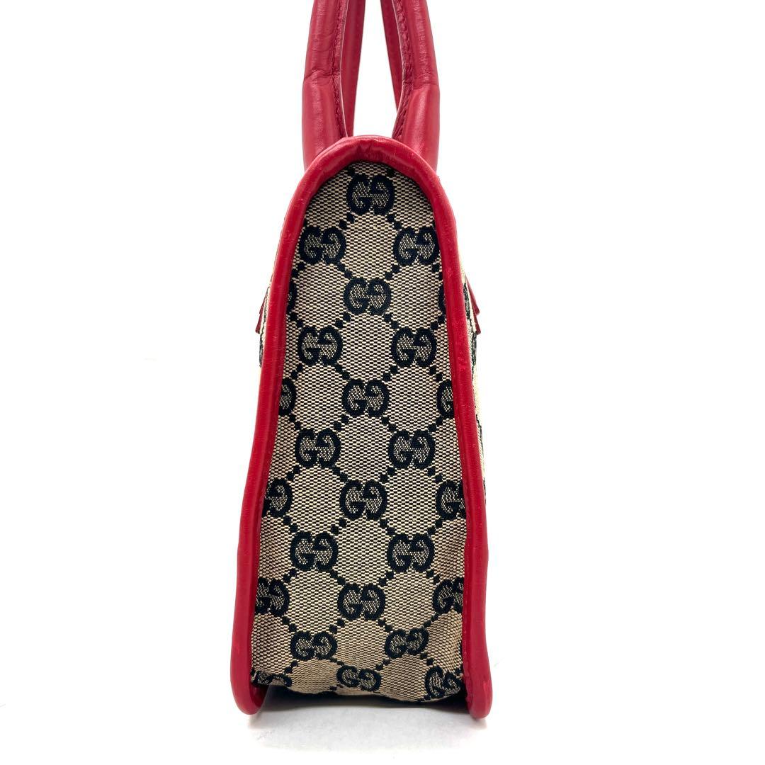 【極美品】 GUCCI GG柄 ハンドバッグ キャンバス レザー レッド