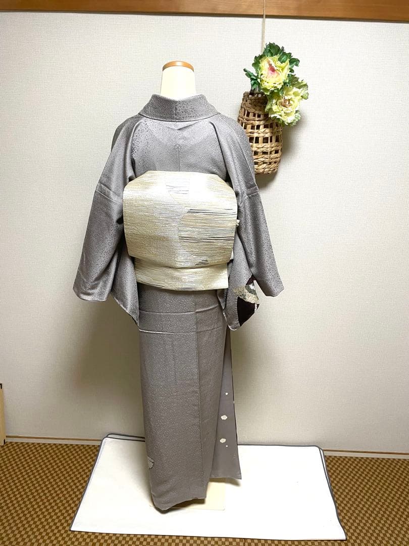 ♦️逸品　正絹　幾何学丸模様　洒落袋の作り帯