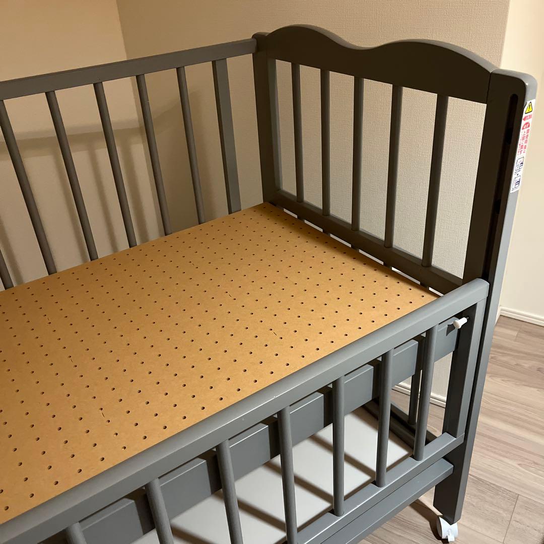 キンタロー　ベビーベッド　ミニアン　ライトグレー　組立使用説明書付き