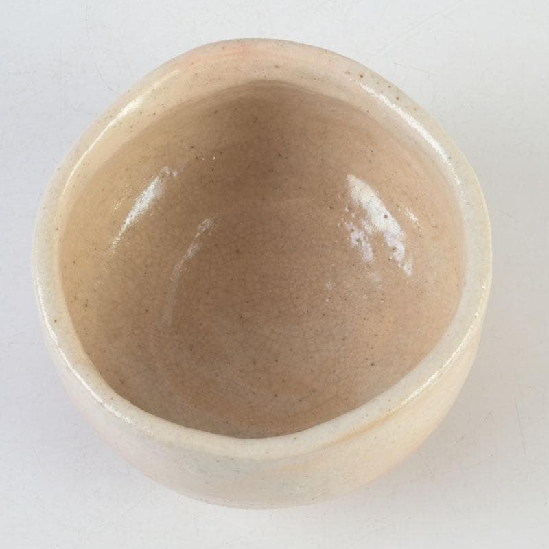 茶道具　大樋焼　九代　大樋長左衛門作　八橋之絵　志野茶碗　共箱　V　9903