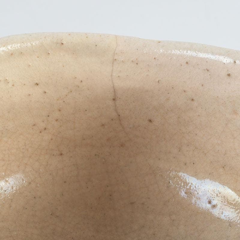 茶道具　大樋焼　九代　大樋長左衛門作　八橋之絵　志野茶碗　共箱　V　9903