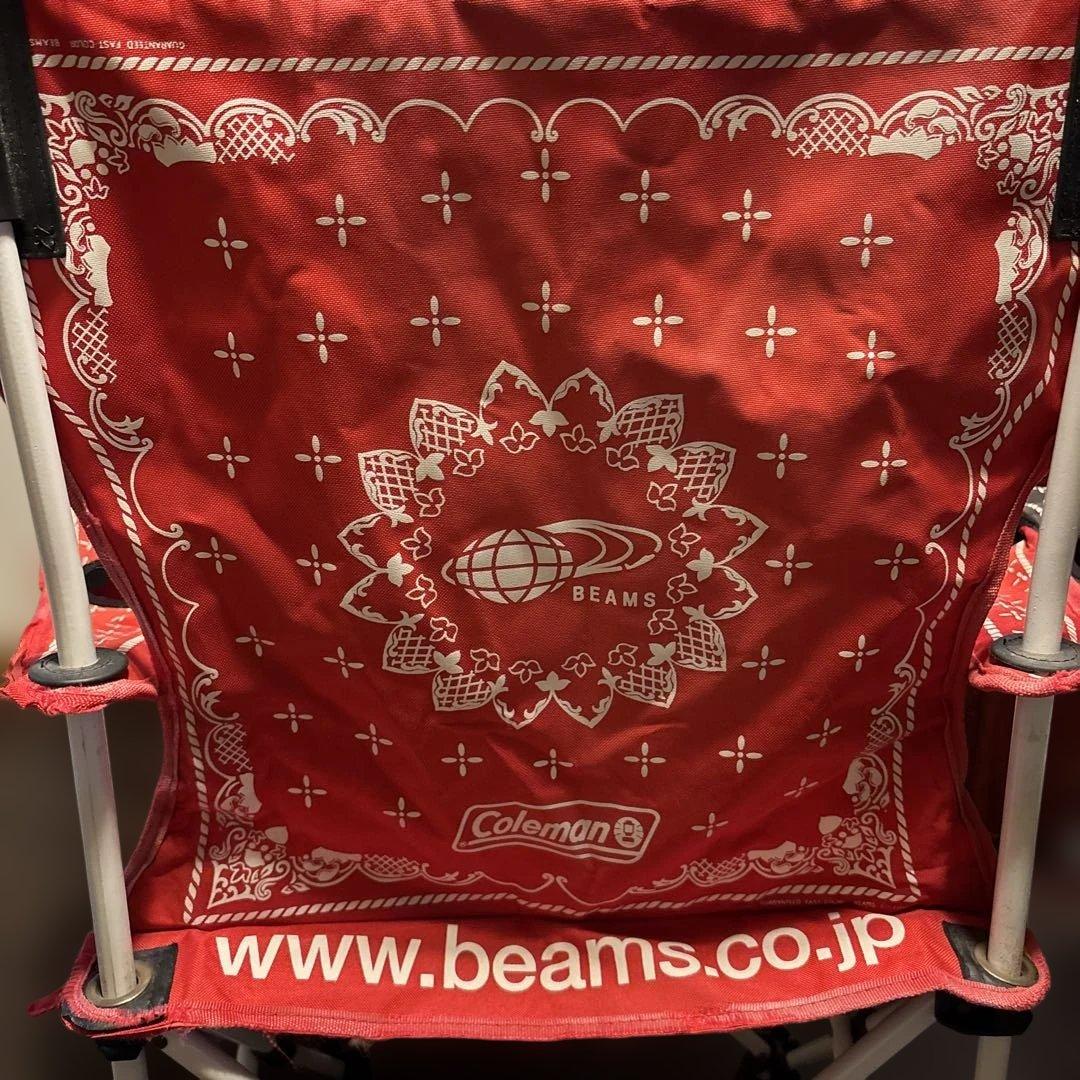 ビームス コールマンコラボバンダナ柄 アウトドアチェア 赤黒