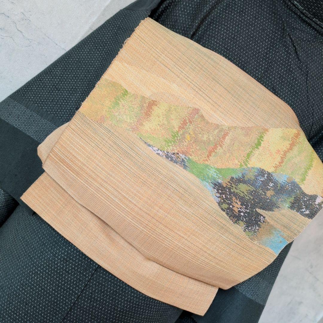 単衣　紬　着物　小紋　フルセット　正絹　深緑　F5