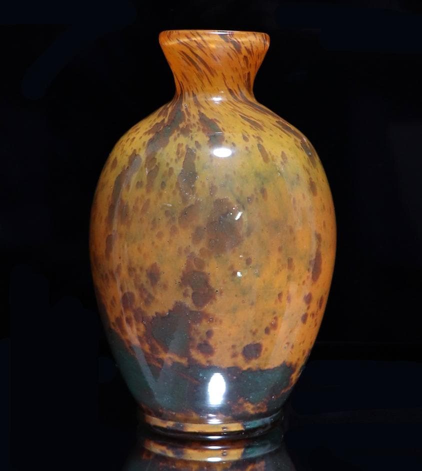 ドーム・ナンシー 翡翠文花瓶 ジェード オレンジ アンティーク 花器 ヒスイ