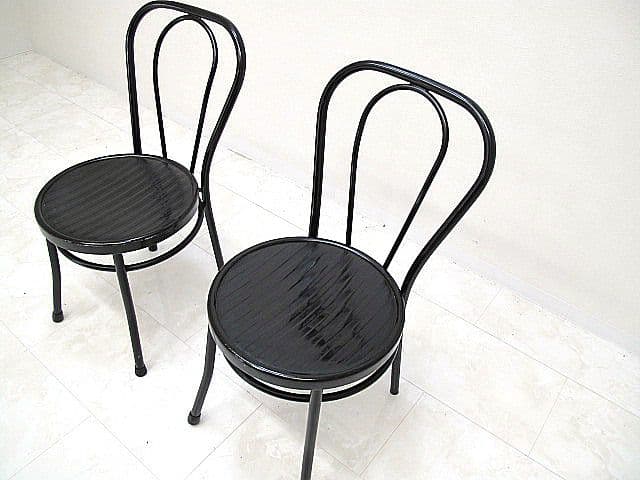 カサブランカ ベントスチールチェア 2脚セット ブラック 　 ダイニングチェア