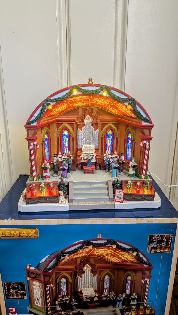 Xマス lemax ミュージカル・ホール　合唱つき　ライトハウス　ミニチュア