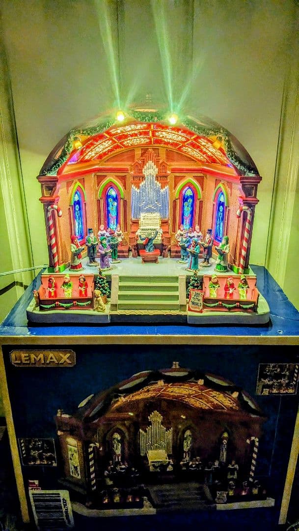 Xマス lemax ミュージカル・ホール　合唱つき　ライトハウス　ミニチュア