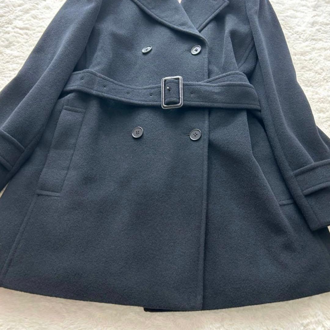 【美品✨】BURBERRYLONDON Pコート　アンゴラ ノバチェック 黒38