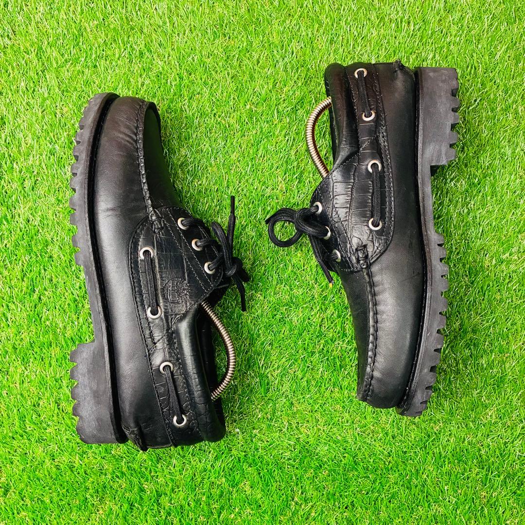 着用1回 ティンバーランド 3アイ クラシック ラグ モカシン 本革 厚底 25