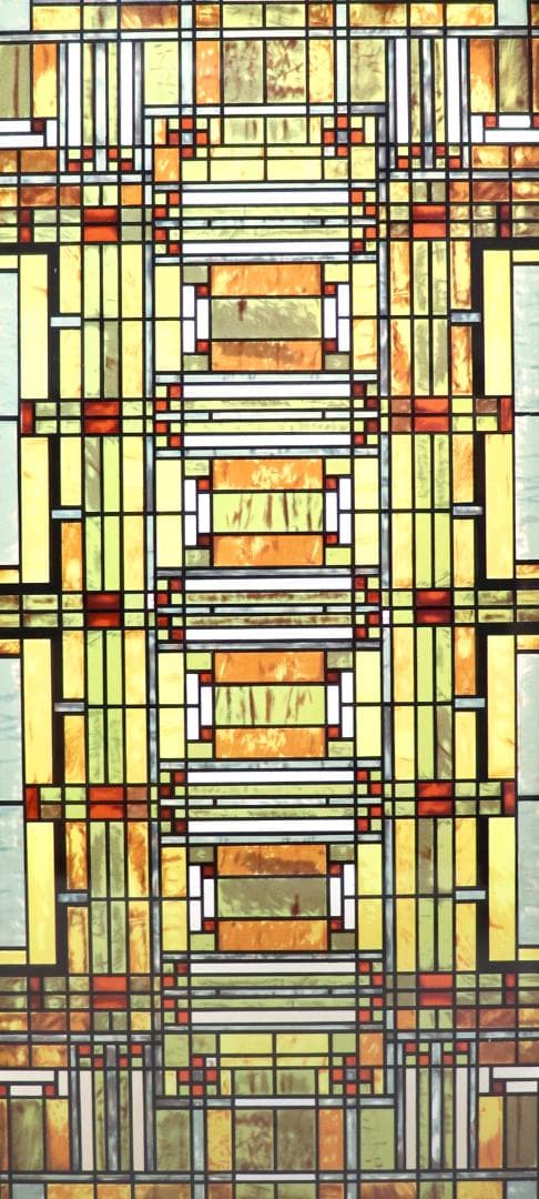 フランク・ロイド・ライトオークパークの天窓ヴィンテージステンドグラス木製フレーム