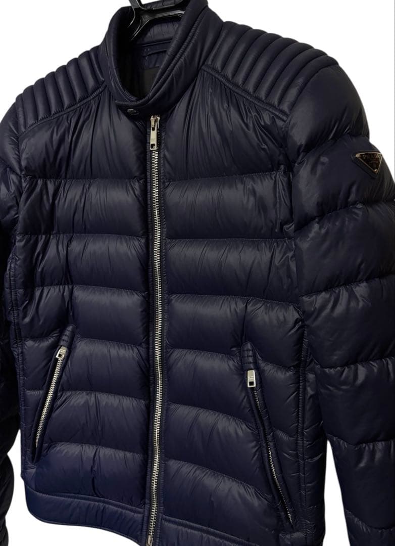 コミコミPRADA プラダ トライアングルロゴ バイカー ダウンジャケット