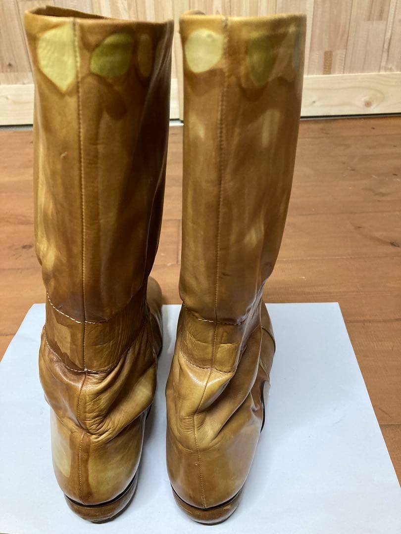 Pioneroピオネロ 手描きロングブーツ ブラウン　25cm 一点もの