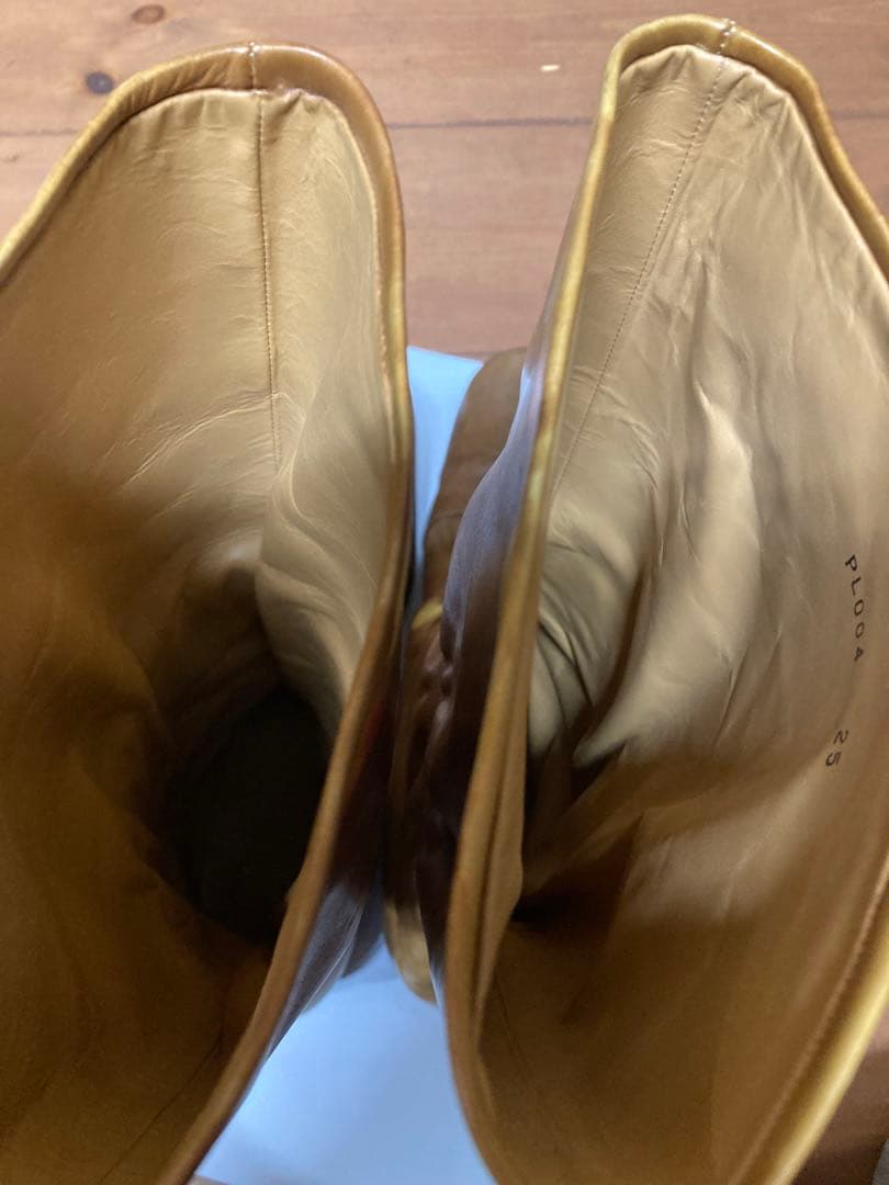 Pioneroピオネロ 手描きロングブーツ ブラウン　25cm 一点もの