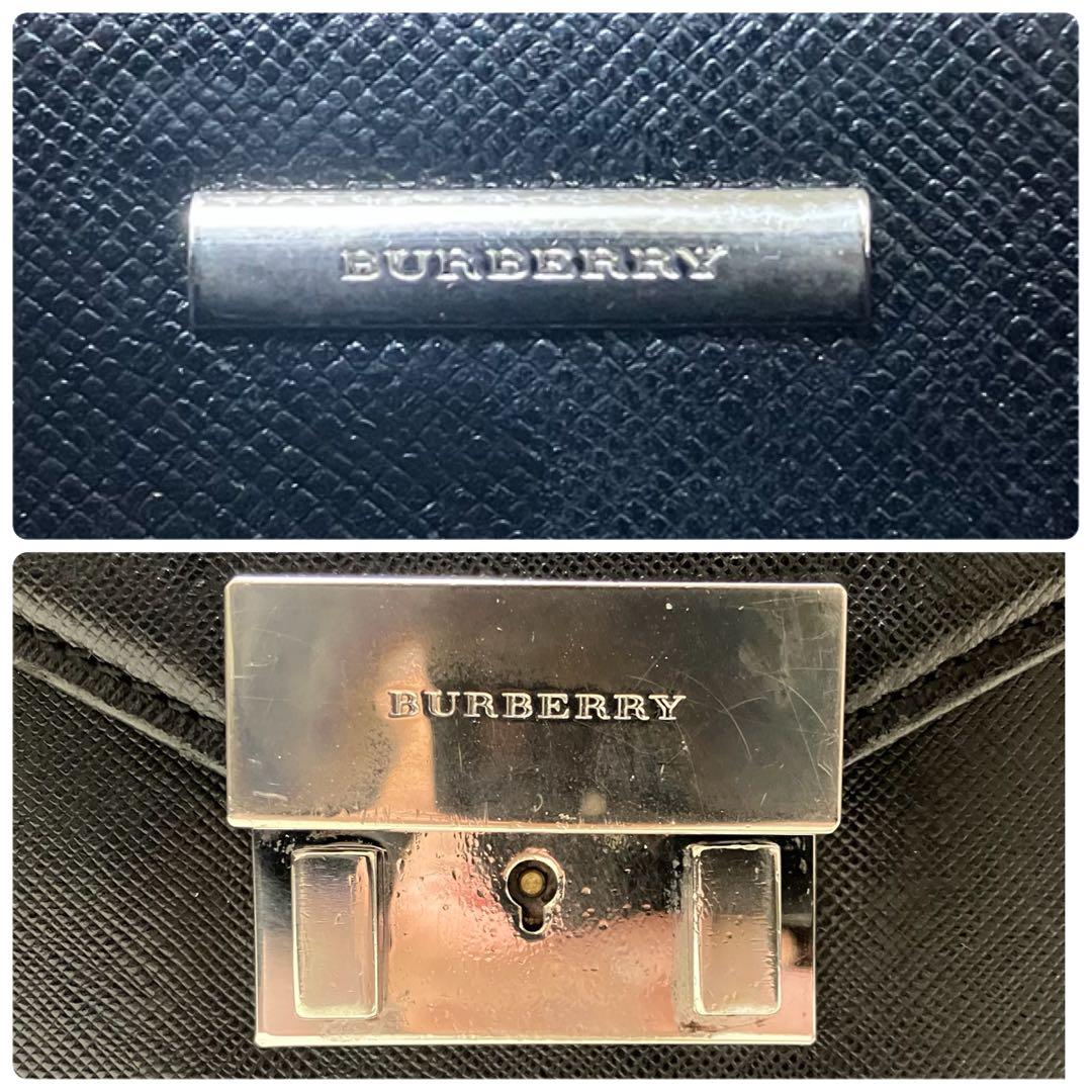 バーバリー ビジネスバッグ ブリーフケース サフィアーノレザー 鍵付き A4 黒