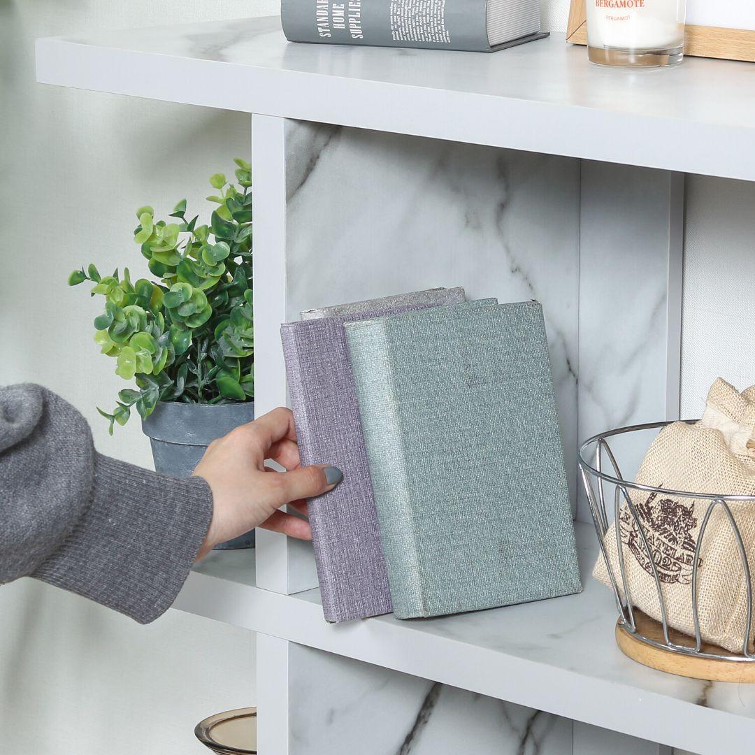 オープンシェルフ４段　大理石柄　幅90ｃｍ×奥行31ｃｍ×高さ108.5ｃｍ