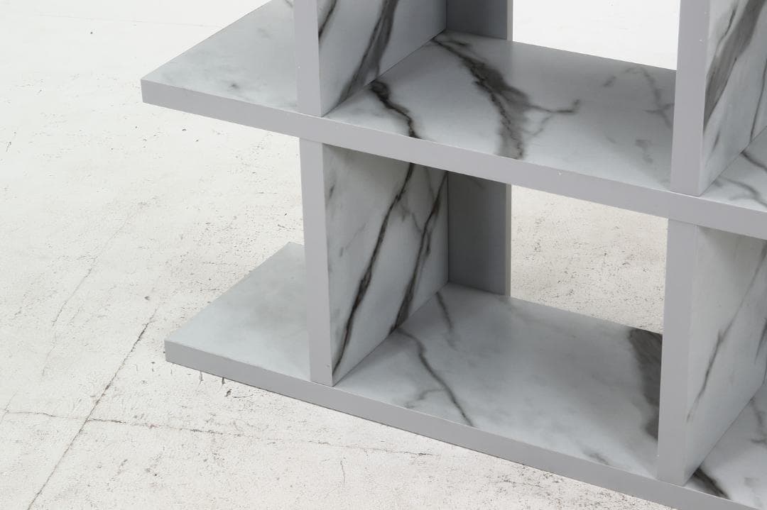 オープンシェルフ４段　大理石柄　幅90ｃｍ×奥行31ｃｍ×高さ108.5ｃｍ