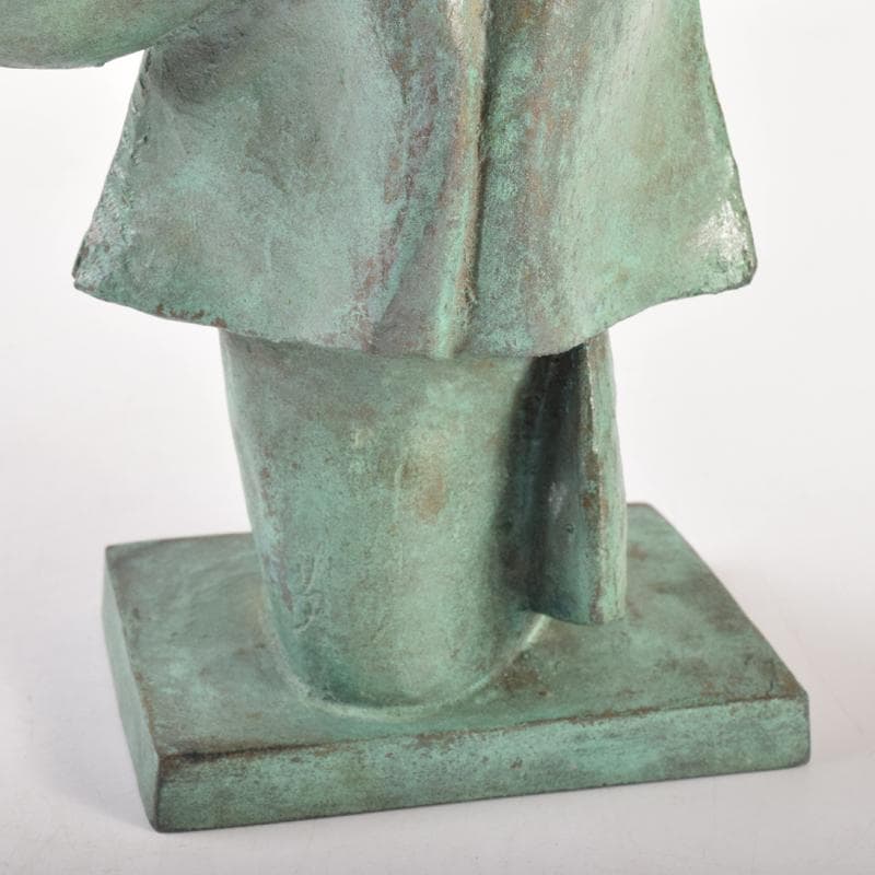 山本雲涛作　鋳銅　三井寺舞　原型　紺谷英儀　置物　共箱　M　R7831